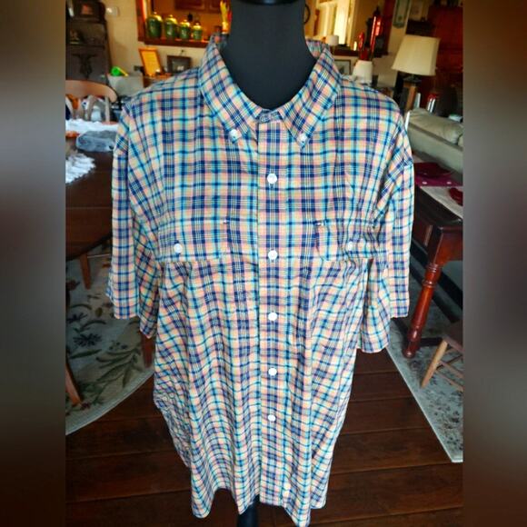 Duluth Trading Teal and‎ Orange 2XL Multicolor Plaid MENS Shirt - Picture 1 of 6